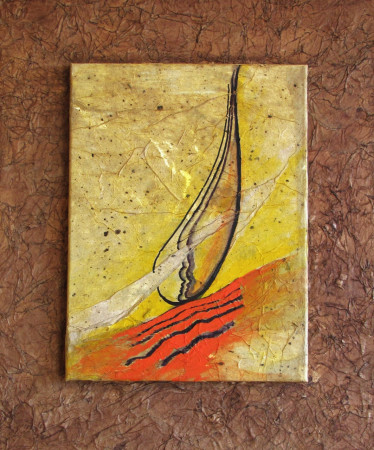 Una ragione in +   (tecn. mista su tela mis. cm. 50x60)  2025